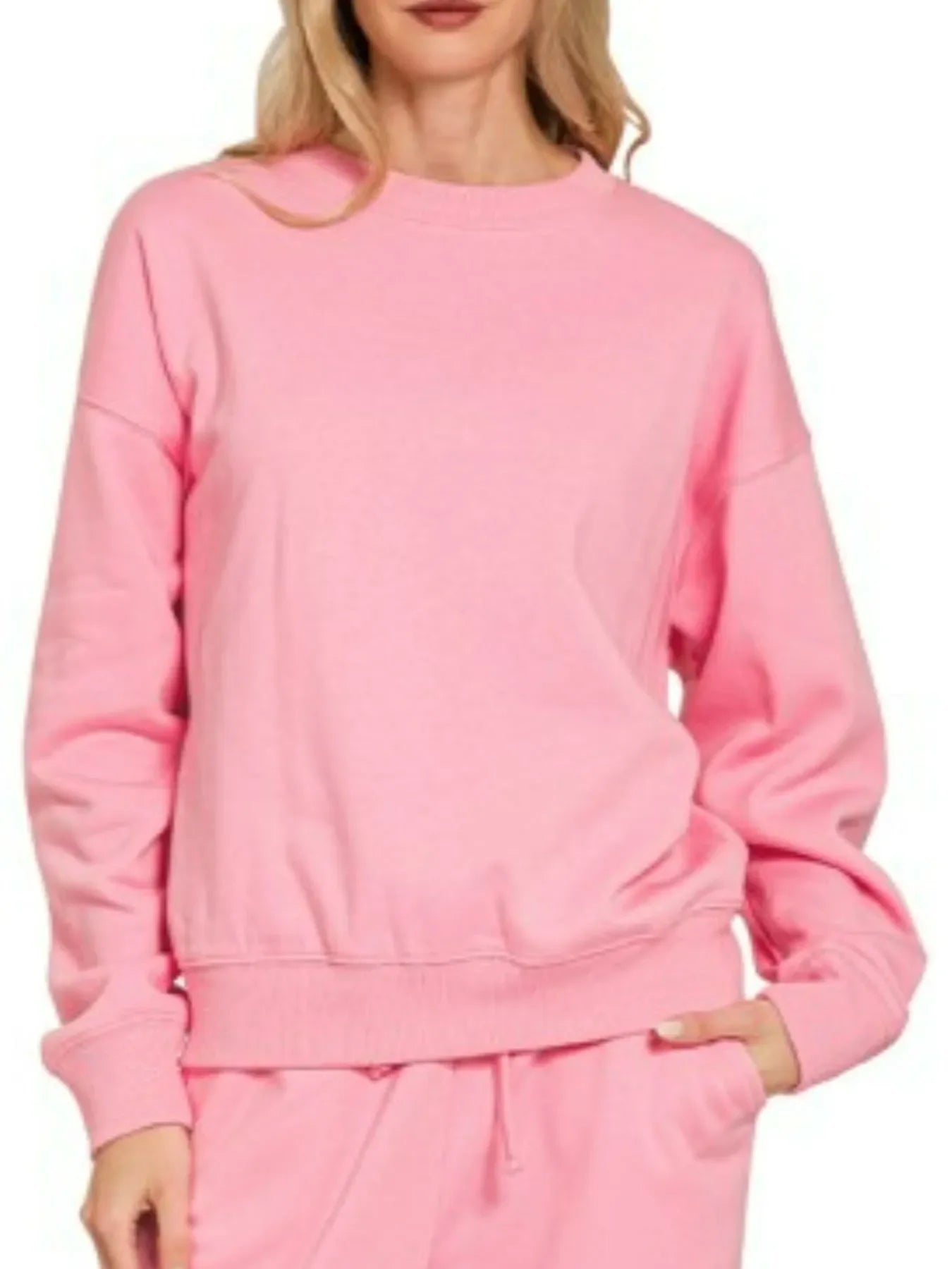 Zenana Fleece Long Sleeve Top and Sweatpants Set - Trendibles